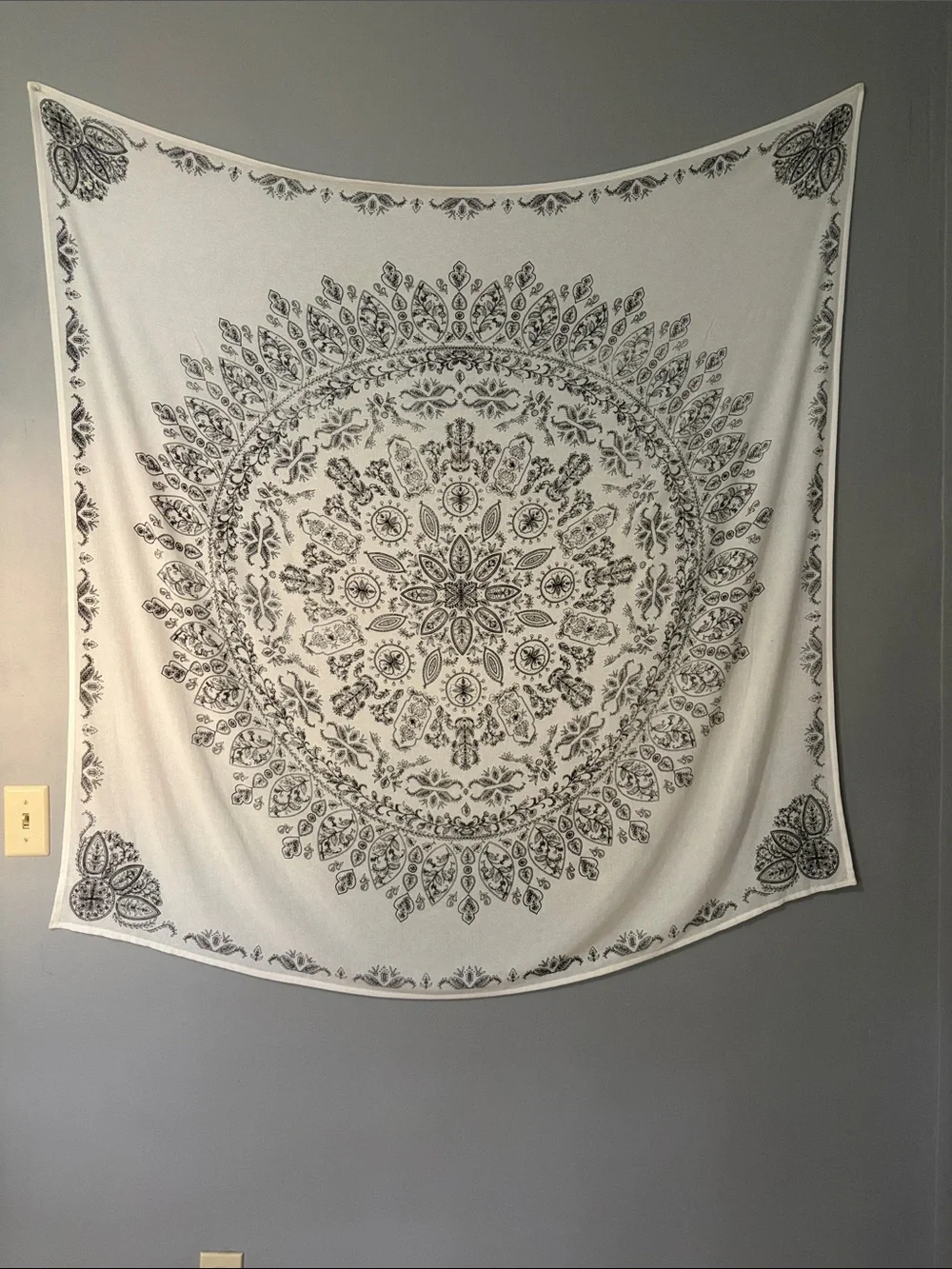 White and Black Mandala Wall Tapestry - Bohemian Home Wall Decor